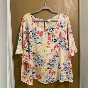 EUC Liz Claiborne floral summer short sleeve top, 2X